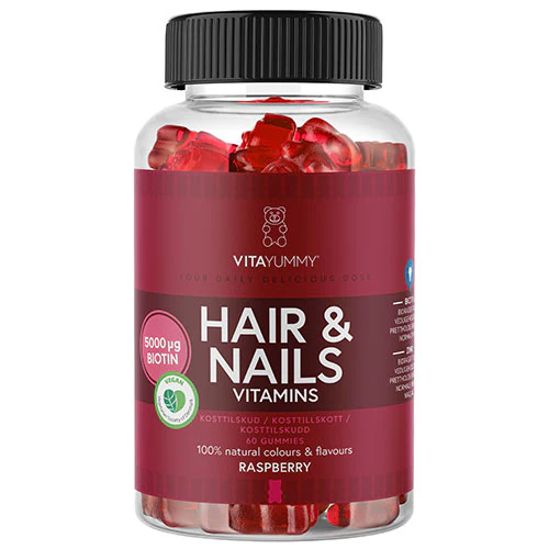 VitaYummy Hair & Nails Raspberry | 60 vingummier