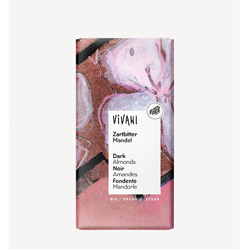 Vivani Chokolade Mørk M. Hele Mandler Økologisk | 100 g