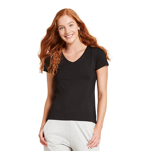 Boody Women´s V-neck T-shirt Sort | Str. L - Image 2