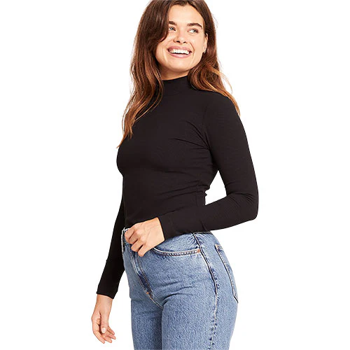 Boody Women's Ribbed Turtleneck Top Sort | Str. L