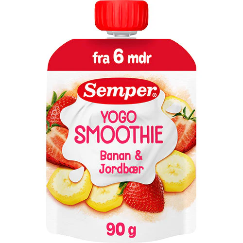 Semper Yogo Smoothie Med Banan & Jordbær Fra 6 Mdr. | 90 g